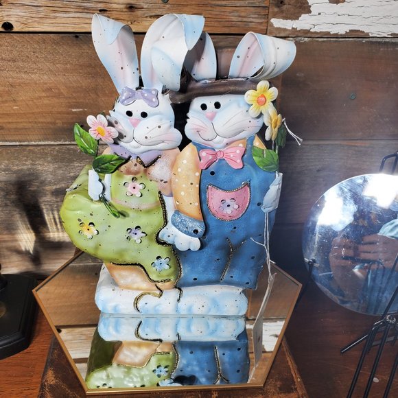 Home Interiors Bunny Couple Tin Lantern-Easter-FarmerBunny-Spring Bunny - Picture 11 of 11